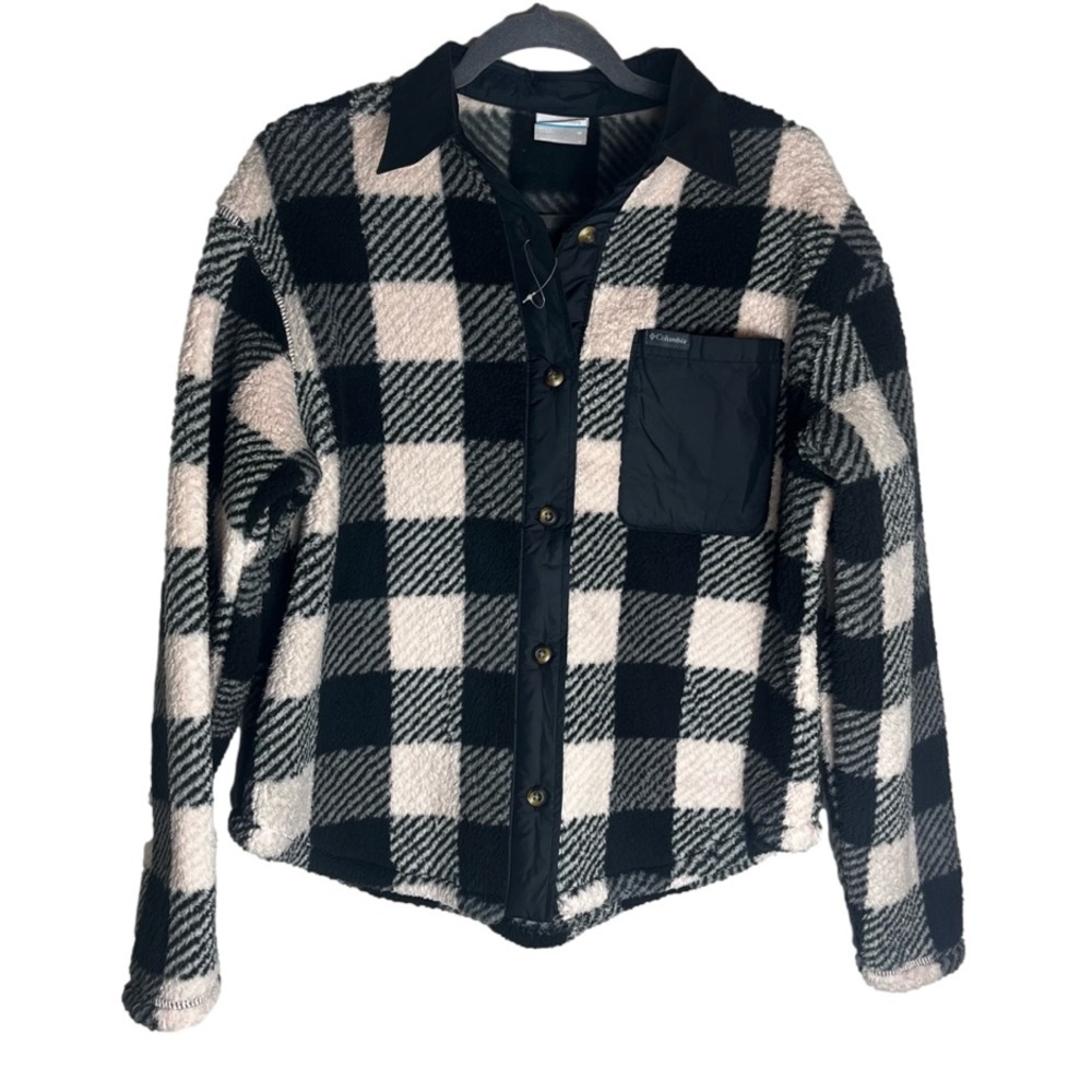 NWOT Columbia Women West Bend buffalo plaid pink/black shirt jacket Medium